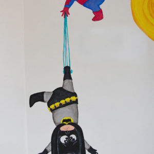 créations fresque batman et spiderman